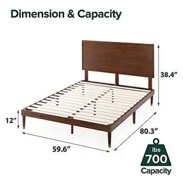ZINUS Raymond Wood Platform Bed Frame with Adjustable Wood Headboard, Solid Wood Foundation, Wood Slat Support, No Box Spring Needed, Easy Assembly, Queen