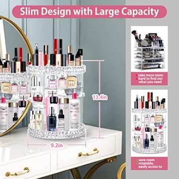 V-HANVER 360 Rotating Makeup Organizer Perfume Organizer with 8 Adjustable Layer Clear Cosmetic Stor...