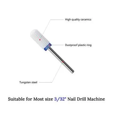 finibir Nail Drill Bits 3Pcs,3/32 Nail Drill Bits Set for Acrylic Gel Nails,Professional Nail Drill Bits for Crystal Nail Extension Nail Removal,Fast, Safe and Painless (Smooth Top - M) Medium - M