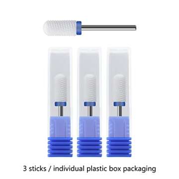 finibir Nail Drill Bits 3Pcs,3/32 Nail Drill Bits Set for Acrylic Gel Nails,Professional Nail Drill Bits for Crystal Nail Extension Nail Removal,Fast, Safe and Painless (Smooth Top - M) Medium - M