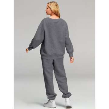 AUTOMET Sweatsuits for Women Set 2 Piece Outfits Oversized Sweatshirt Fall Outfits 2025 Lounge Sets Pullover Casual Trendy Y2k Clothing Sweatpants with Pockets DarkGrey M