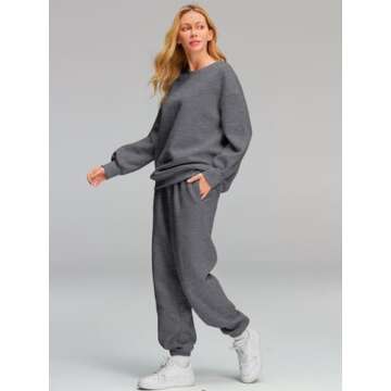 AUTOMET Sweatsuits for Women Set 2 Piece Outfits Oversized Sweatshirt Fall Outfits 2025 Lounge Sets Pullover Casual Trendy Y2k Clothing Sweatpants with Pockets DarkGrey M