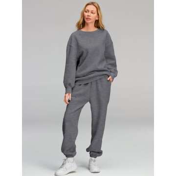 AUTOMET Sweatsuits for Women Set 2 Piece Outfits Oversized Sweatshirt Fall Outfits 2025 Lounge Sets Pullover Casual Trendy Y2k Clothing Sweatpants with Pockets DarkGrey M