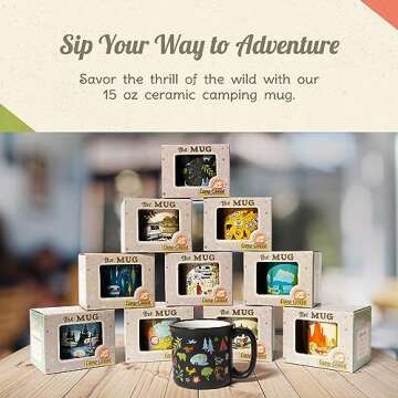 Ceramic Coffee Mug - 15 oz Retro Inspired Camping Mug - for Hot & Cold Drinks - Works as a Tea, Soup...