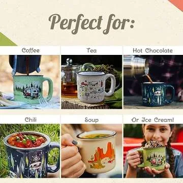 Ceramic Coffee Mug - 15 oz Retro Inspired Camping Mug - for Hot & Cold Drinks - Works as a Tea, Soup, & Coffee Mug - Stylish, Versatile, & Microwaveable Camping Coffee Mugs by Camp Casual