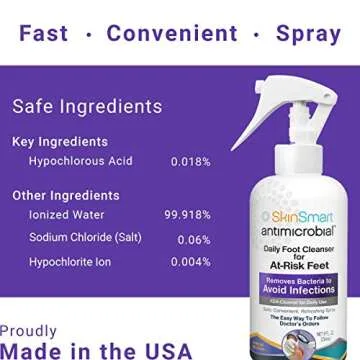SkinSmart Daily Foot Cleanser for At-Risk Feet, Removes Bacteria to Help Avoid Infections, 8 ounce Spray