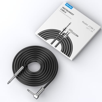 New bee Guitar Cable 10ft Electric Instrument Bass AMP Cord for Electric Mandolin, Pro Audio (Right Angle to Straight, Black)
