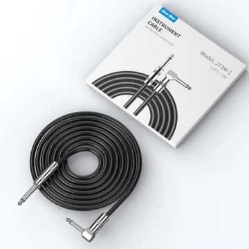 New bee Guitar Cable 10ft Electric Instrument Bass AMP Cord for Electric Mandolin, Pro Audio (Right Angle to Straight, Black)