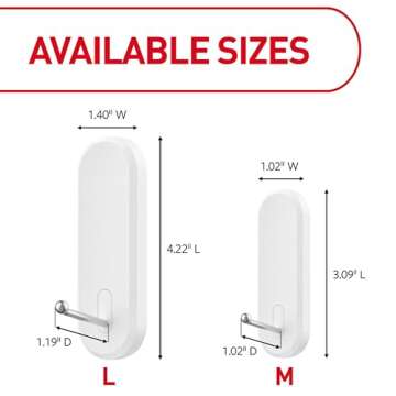 Command Medium Wire Hooks, Holds up to 3 lb, 3 Hooks, 4 Strips, Damage free Hanging Wall Hooks with ...