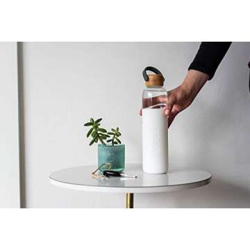 SOMA Glass Water Bottle with Silicone Sleeve, BPA-Free, White, 25oz