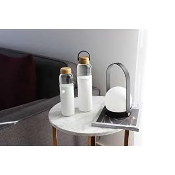 SOMA Glass Water Bottle with Silicone Sleeve, BPA-Free, White, 25oz