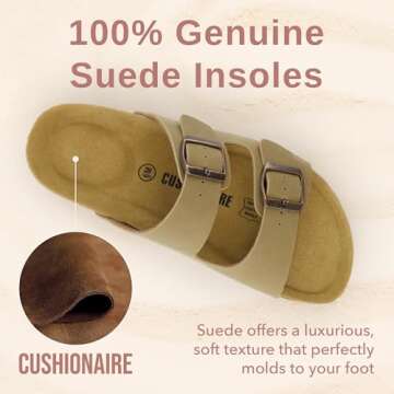 CUSHIONAIRE Women Cork Footbed Sandals – Comfortable & Stylish