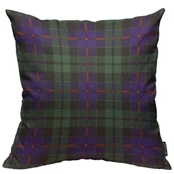 Mugod Throw Pillow Cover Purple Green Red Scot Morrison Clan Plaid Scottish Scotland Home Decorative...