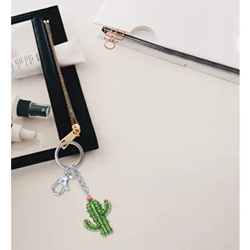 Trendy Sparkling Cactus Keychain for Fashion Lovers