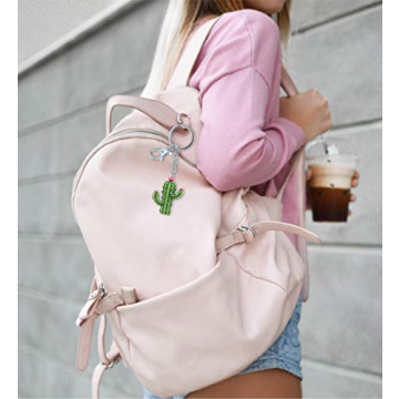 Trendy Sparkling Cactus Keychain for Fashion Lovers