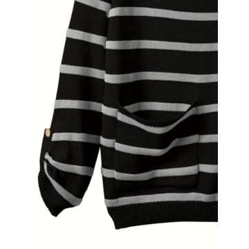 Women's Striped Drop Shoulder Sweater with Pocket