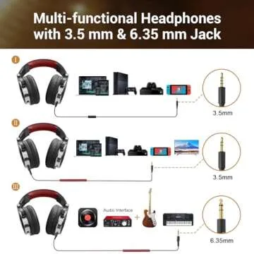 OneOdio Wired Over Ear Headphones Hi-Res Studio Monitor & Mixing DJ Stereo Headsets with 50mm Drivers and 1/4 to 3.5mm Jack for AMP Computer Recording Podcast Keyboard Guitar Laptop - Red