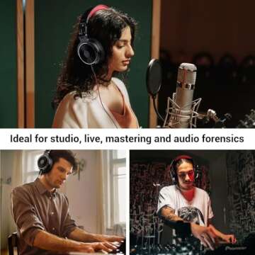 OneOdio Wired Over Ear Headphones Hi-Res Studio Monitor & Mixing DJ Stereo Headsets with 50mm Drivers and 1/4 to 3.5mm Jack for AMP Computer Recording Podcast Keyboard Guitar Laptop - Red