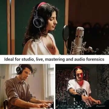 OneOdio Wired Over Ear Headphones Hi-Res Studio Monitor & Mixing DJ Stereo Headsets with 50mm Drivers and 1/4 to 3.5mm Jack for AMP Computer Recording Podcast Keyboard Guitar Laptop - Red