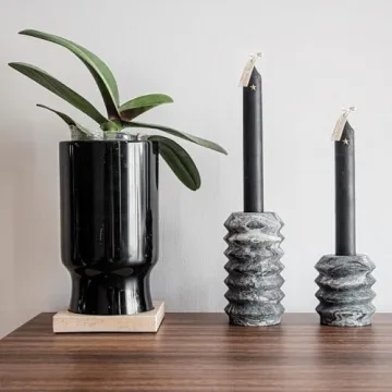 Elegant WORHE Natural Travertine Candle Holders Set of 2