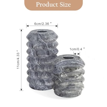 Elegant WORHE Natural Travertine Candle Holders Set of 2