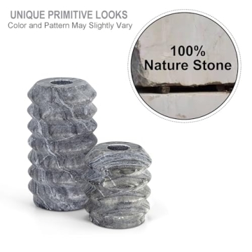 Elegant WORHE Natural Travertine Candle Holders Set of 2