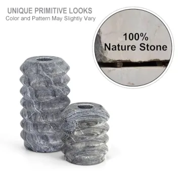 Elegant WORHE Natural Travertine Candle Holders Set of 2