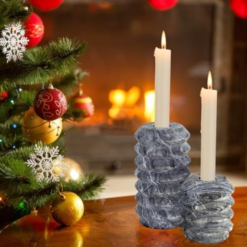 Elegant WORHE Natural Travertine Candle Holders Set of 2