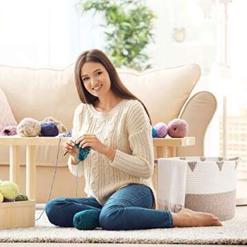 We Care Vida Storage Baskets - Decorative Blanket basket for Living Room | 17,3 W x 13,8H | Made from Natural Cotton Woven Rope (Gold)