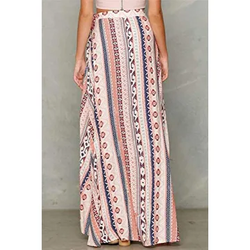 Boho Print High Waist Wrap Maxi Skirt for Women