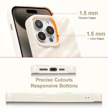 QLTYPRI Compatible with iPhone 13 Pro Max Case, Cute Wave Water Ripple Pattern Case for Girls Women, Slim Satin Glossy Soft Silicone TPU Bumper Shockproof Protective Phone Cover - Beige