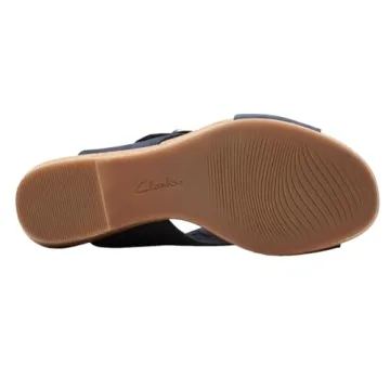 Clarks Women's Navy Nubuck Wedge Sandal - Size 8