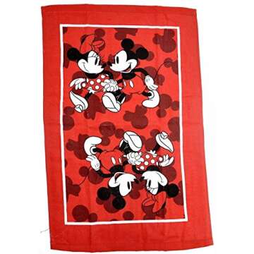 Disney Oven Mitt Pot Holder & Dish Towel 3 pc Kitchen Set (Mickey Minnie Red)