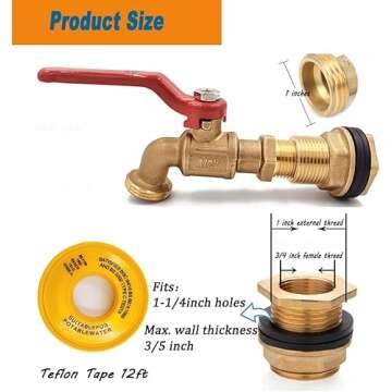 Rain Barrel Spigot, Brass Faucet Kit for Rain Water Barrel and Water Tanks