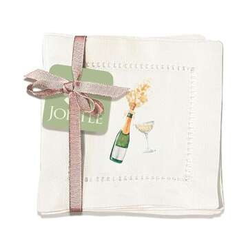 Jolitee Decorative Hemstitch Cocktail Napkins, 6"x6" Washable Linen-Like Cloth Napkins, Handmade for...