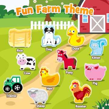 IPOURUP Montessori Toys for Kids 3-7 Wooden Farm Animal Blocks Stacking Games Toy for 3 4 5 6 Year Old Girls Boys Birthday Gifts Toddler Educational Toys Balance Game for Boy Girl Age 2-4