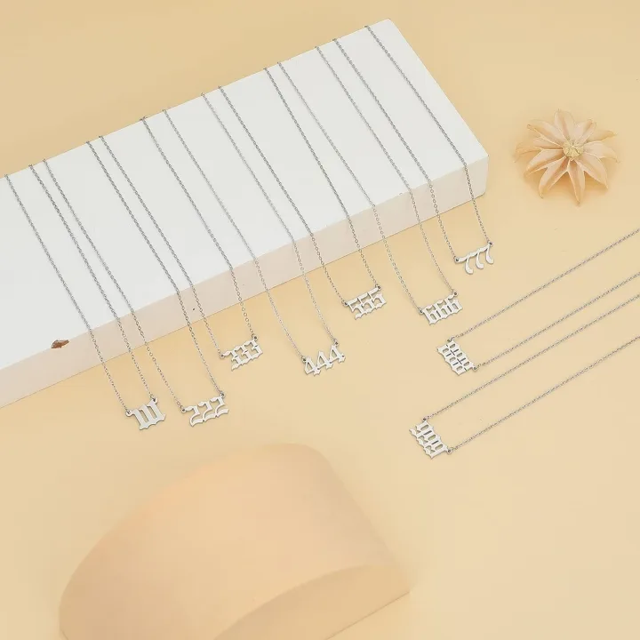 Tasunom Angel Number Choker Necklace Numerology Jewelry for Women