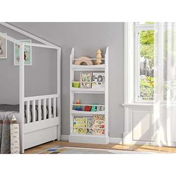 UTEX Kids Bookshelf: Stylish 4-Tier Bookcase for Children