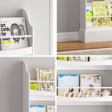 UTEX Kids Bookshelf: Stylish 4-Tier Bookcase for Children