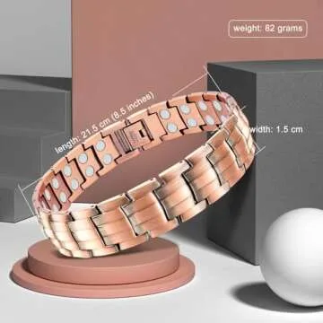 JEROOT Copper Magnetic Bracelet for Men, Double Row Strong Magnets(3500Gauss Per Magnet) Bracelets, Men's 99.99% Pure Copper Bracelet with Adjustment Tool & Jewelry Gift Box