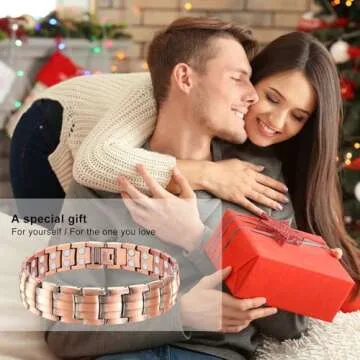 JEROOT Copper Magnetic Bracelet for Men, Double Row Strong Magnets(3500Gauss Per Magnet) Bracelets, Men's 99.99% Pure Copper Bracelet with Adjustment Tool & Jewelry Gift Box