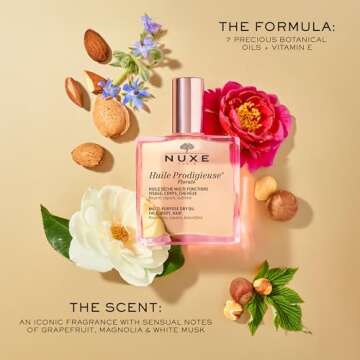 NUXE Huile Prodigieuse Floral - Organic All-in-One Oil for Body, Face & Hair. Radiant Looking Glow and Skin Hydration