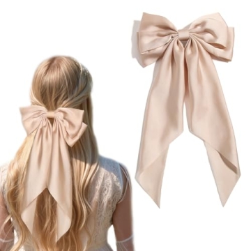 Big Bow Barrettes and Satin Hair Pins with Long Ribbon Tails - Stylish Accessories for Women and Gir...