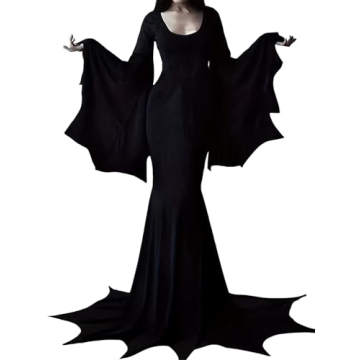 YEAXLUD Vampire Womens Halloween Costumes Long Wide Sleeves Morticia Addams Costume Wrap Gothic Witc...