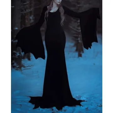 YEAXLUD Morticia Addams Gothic Costume for Women