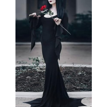 YEAXLUD Morticia Addams Gothic Costume for Women