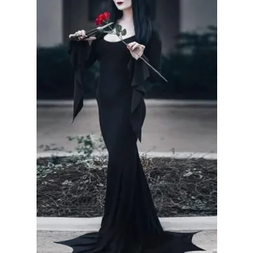 YEAXLUD Morticia Addams Gothic Costume for Women