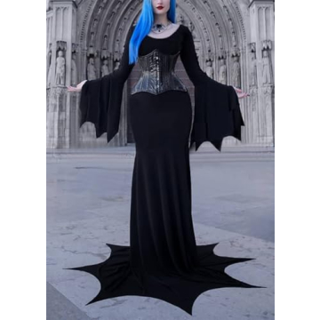 YEAXLUD Morticia Addams Gothic Costume for Women