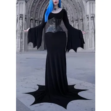 YEAXLUD Morticia Addams Gothic Costume for Women