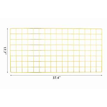 Simmer Stone Gold Wall Grid Panel for Photo Hanging Display & Wall Decoration Organizer, Multi-Functional Wall Storage Display Grid, 10 Clips & 4 Nails Offered, Set of 1, Size 17.7"x37.4"